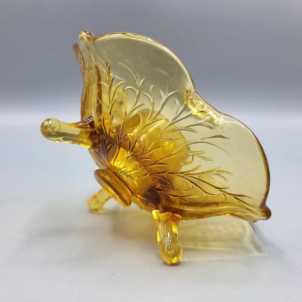 Vtg 2 Fenton Amber Glass Lotus Floral Footed Candle Holder Crimp Edge Home Decor